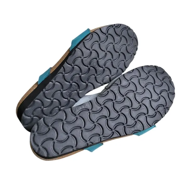 NAOT Suede Two Tone Bkue Velcro Wedge Sandals 37 US 7 NEW