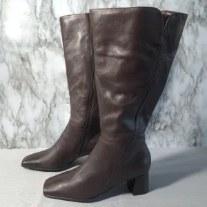 Naturalizer Women's Boots Brown Leather Knee-High Wide-Calf‎  7 1/2 M