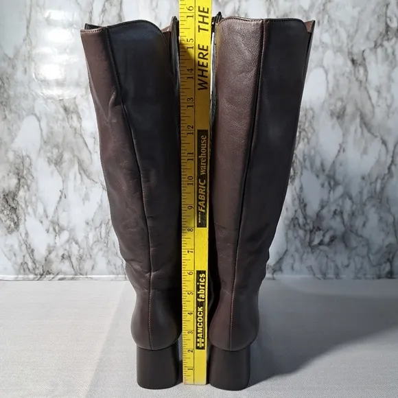 Naturalizer Women's Boots Brown Leather Knee-High Wide-Calf‎  7 1/2 M