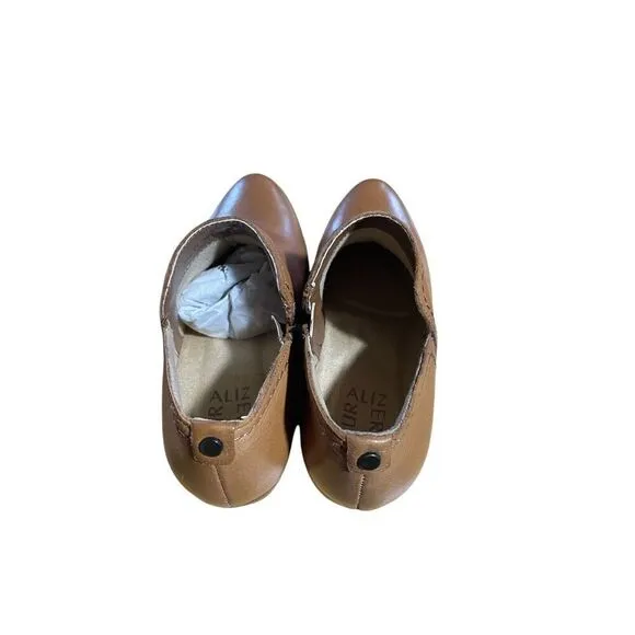 Naturalizer Zarie Block Heel Brown, Cinnamon Leather Bootie  Size 6.5M