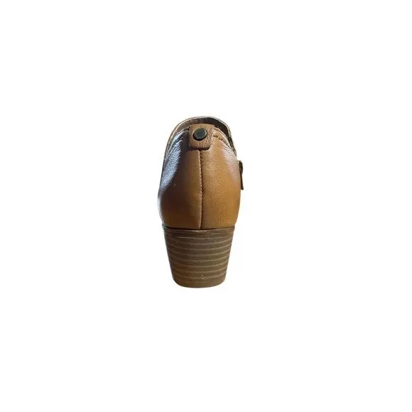 Naturalizer Zarie Block Heel Brown, Cinnamon Leather Bootie  Size 6.5M
