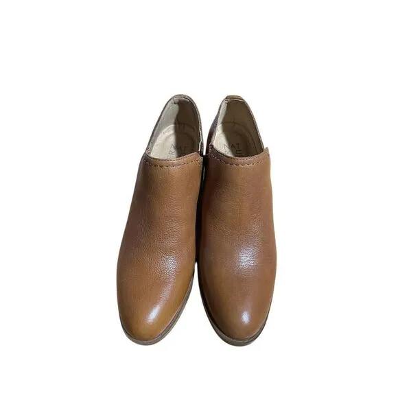 Naturalizer Zarie Block Heel Brown, Cinnamon Leather Bootie  Size 6.5M