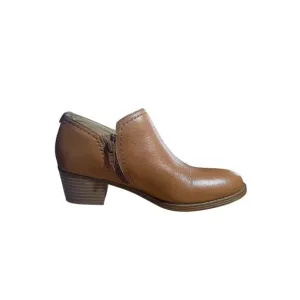 Naturalizer Zarie Block Heel Brown, Cinnamon Leather Bootie  Size 6.5M