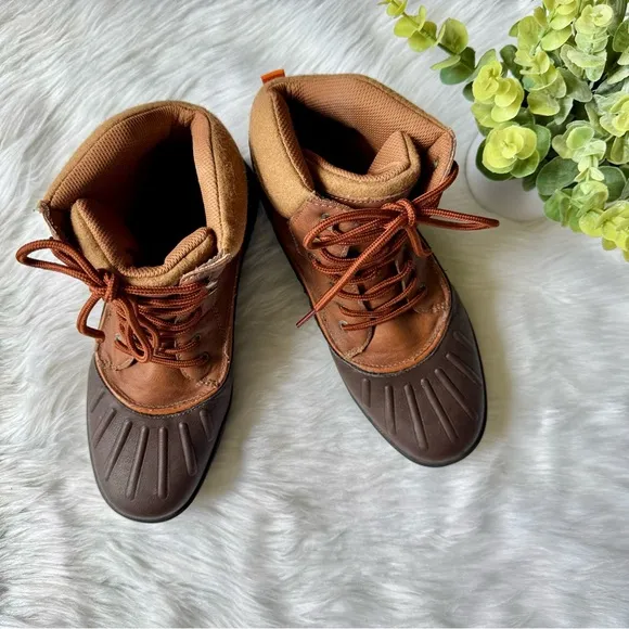 Nautica Waterproof Insulated Duck Lace-Up Brown Cold Weather Snow Boots Size 10