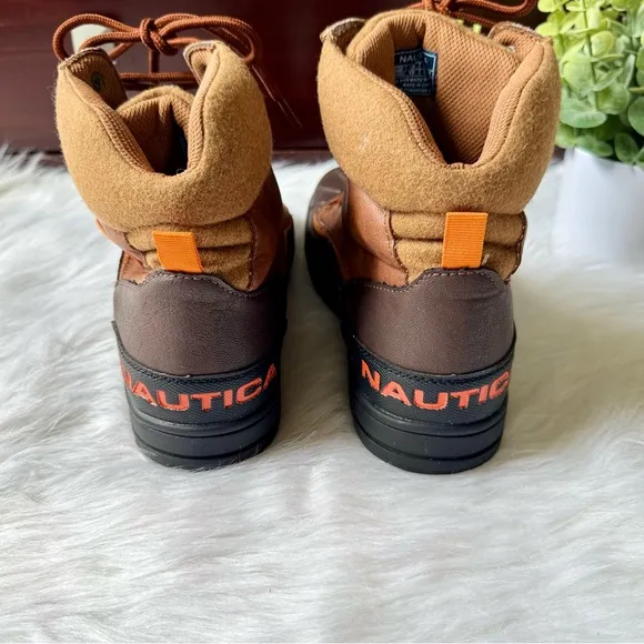 Nautica Waterproof Insulated Duck Lace-Up Brown Cold Weather Snow Boots Size 10
