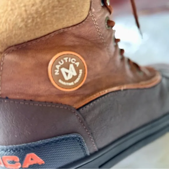 Nautica Waterproof Insulated Duck Lace-Up Brown Cold Weather Snow Boots Size 10