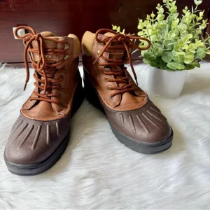 Nautica Waterproof Insulated Duck Lace-Up Brown Cold Weather Snow Boots Size 10