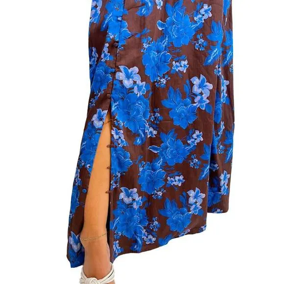 NEW ALLISON NEW YORK leo long sleeve maxi dress in cobalt floral