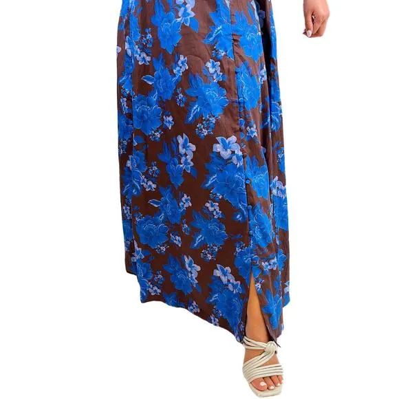 NEW ALLISON NEW YORK leo long sleeve maxi dress in cobalt floral