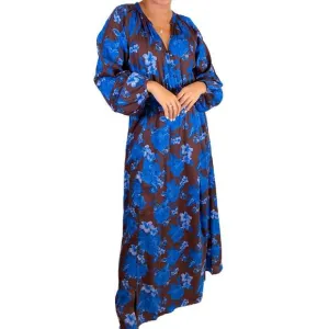 NEW ALLISON NEW YORK leo long sleeve maxi dress in cobalt floral