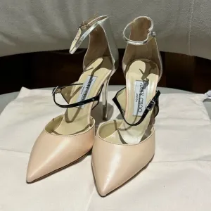 New Authentic Jimmy Choo Pink/Nude pointy Heel with silver back