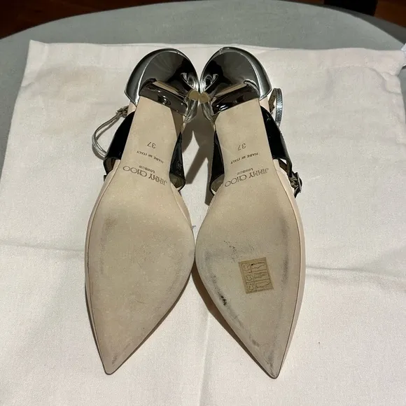 New Authentic Jimmy Choo Pink/Nude pointy Heel with silver back
