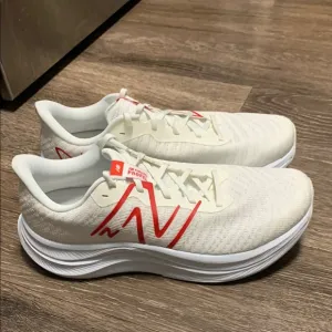 New Balance White and Red Running Shoes