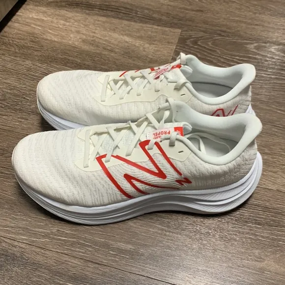 New Balance White and Red Running Shoes