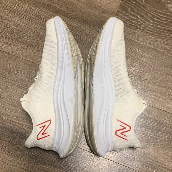 New Balance White and Red Running Shoes
