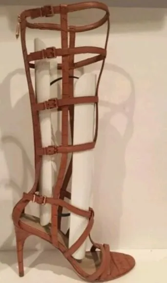 New BCBG Maxazria Gladiator Sandals boot cage hills camel  7 shoes leather
