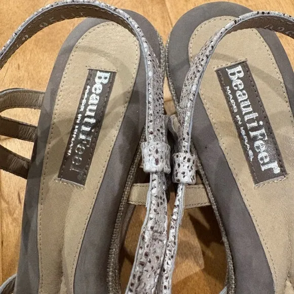 New BeautiFeel Aster leather sandals strappy taupe sz 42 11 11.5