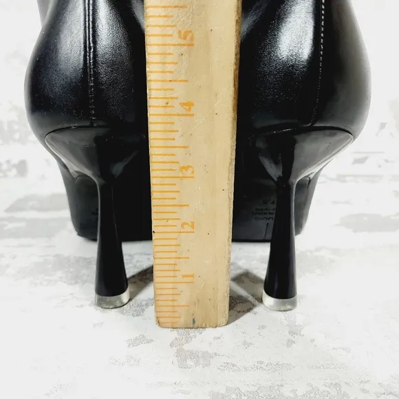 NEW Black Suede Studio Black Leather Pointed Toe Heeled Ankle Boots i840