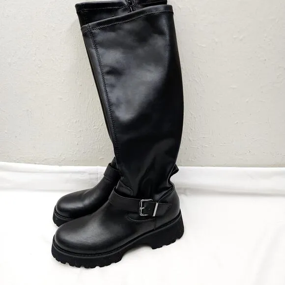 NEW Blondo Verona Waterproof Knee High Buckle Stretch Tall Lug Boot