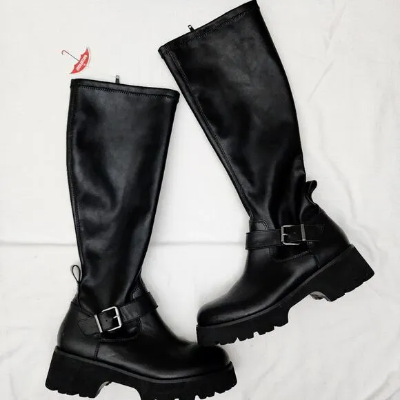 NEW Blondo Verona Waterproof Knee High Buckle Stretch Tall Lug Boot
