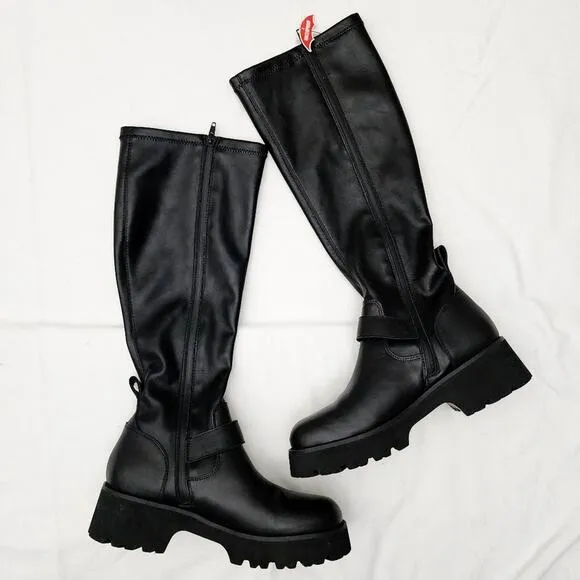 NEW Blondo Verona Waterproof Knee High Buckle Stretch Tall Lug Boot