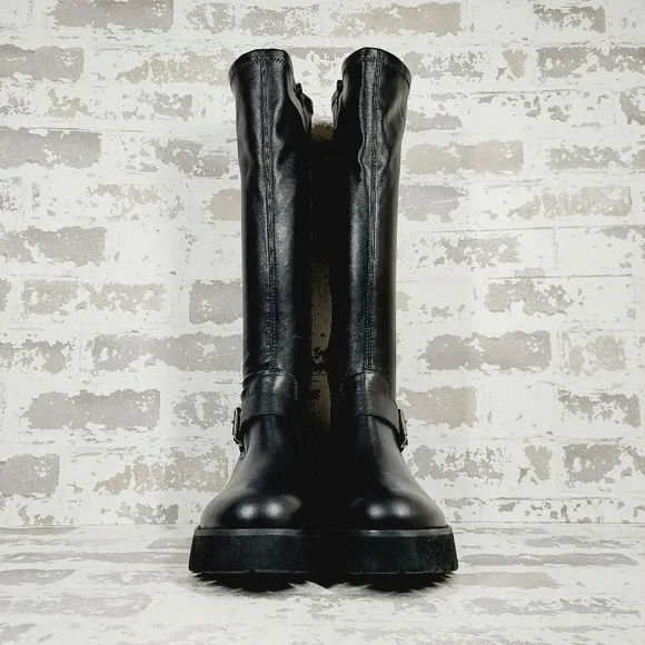New Blondo Vienna Black Leather Waterproof Lug Sole Zip Up Boots D897