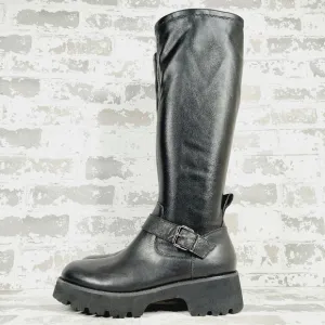 New Blondo Vienna Black Leather Waterproof Lug Sole Zip Up Boots D897