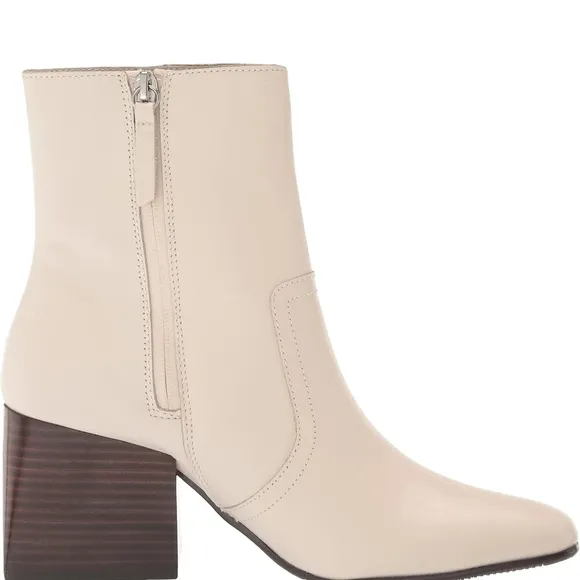New Blondo Women's Salome Waterproof Leather Bone Elegant Cream Ankle Boots