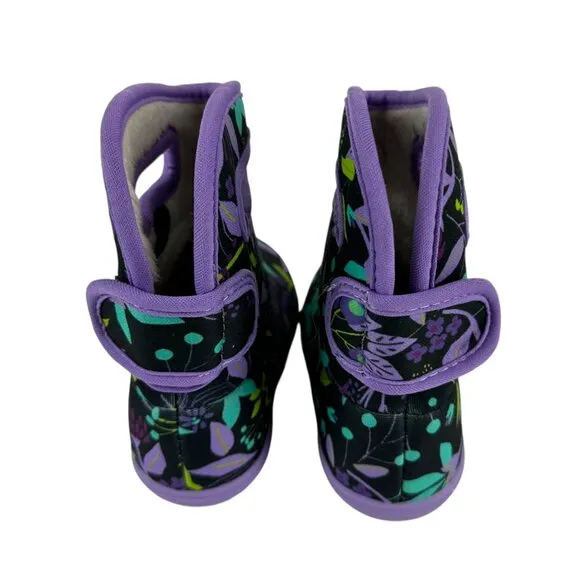 New BOGS II Cartoon Flowers Waterproof Fur Lined Boots Size 7 Toddler Kids Baby