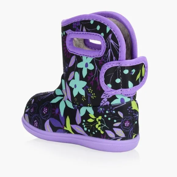 New BOGS II Cartoon Flowers Waterproof Fur Lined Boots Size 7 Toddler Kids Baby