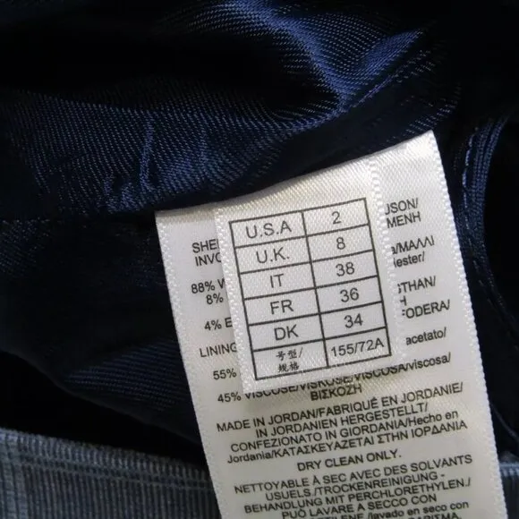NEW BROOKS BROTHE Womens Skirt Blue Wool Blend Plaid Knee Length Zip Size 2