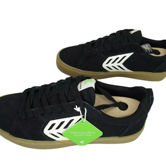 NEW CARIUMA Mens Catiba Pro Low Top Skate Sneakers Shoes Black Leather Size 8.5