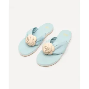 NEW FRANCES VALENTINE women's magnolia thong flower sandals in blue