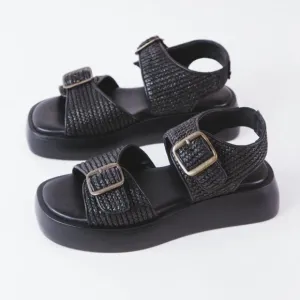 new FREE PEOPLE Mandi Weave Sandal / Black 253