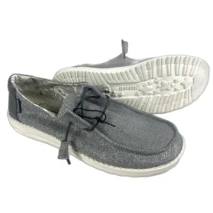 NEW Hey Dude Wendy Men's 12 Slip-On Shoes Stretch Sparkling Grey Casual Silver