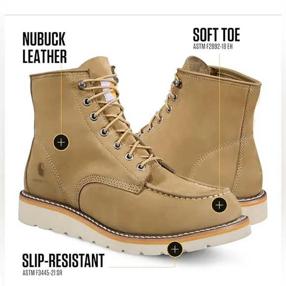 New in box 6&quot; MOC TOE WEDGE BOOT Carhartt Men's Boots