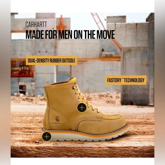 New in box 6&quot; MOC TOE WEDGE BOOT Carhartt Men's Boots