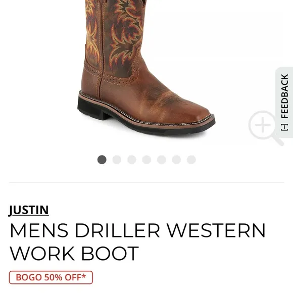 New in box, never worn Justin waterproof boots men’s 7