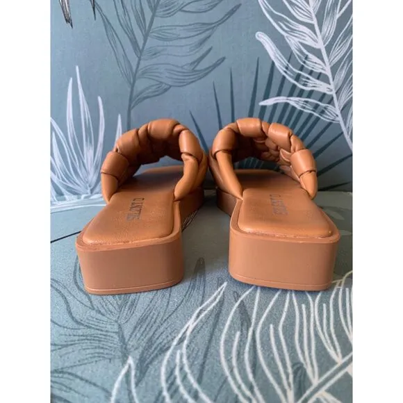 NEW IN BOX Silent D BRONZALLY  brown tan Woven Slide Sandals Shoes 36 5.5