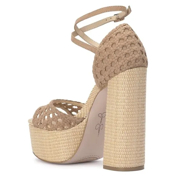 NEW Jessica Simpson Aditi Woven Platform Ankle Strap Sandals in Natural