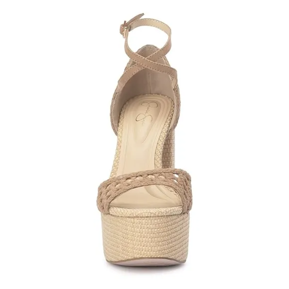 NEW Jessica Simpson Aditi Woven Platform Ankle Strap Sandals in Natural