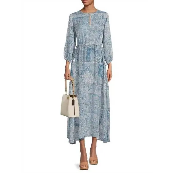 NEW JOHNNY WAS els slip dress in denim embroidery