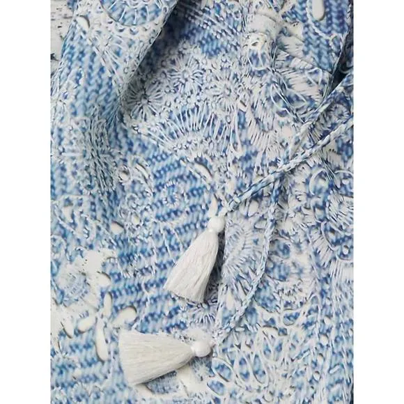 NEW JOHNNY WAS els slip dress in denim embroidery