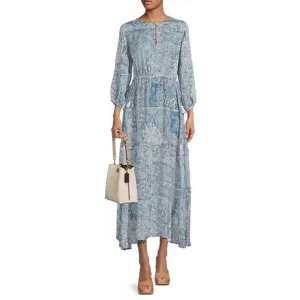 NEW JOHNNY WAS els slip dress in denim embroidery