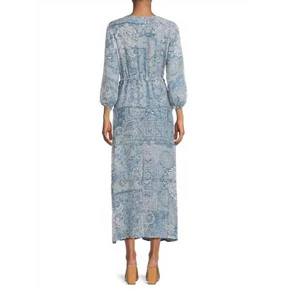 NEW JOHNNY WAS els slip dress in denim embroidery