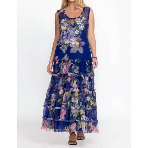 NEW JOHNNY WAS mazzy multi ruffle dress in ullani