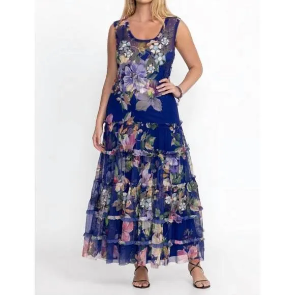 NEW JOHNNY WAS mazzy multi ruffle dress in ullani