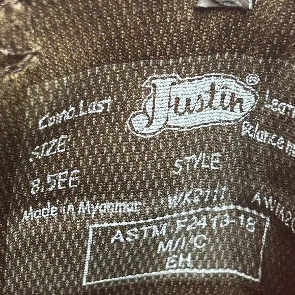 New Justin man 8.5 steel toe waterproof cowboy work boots