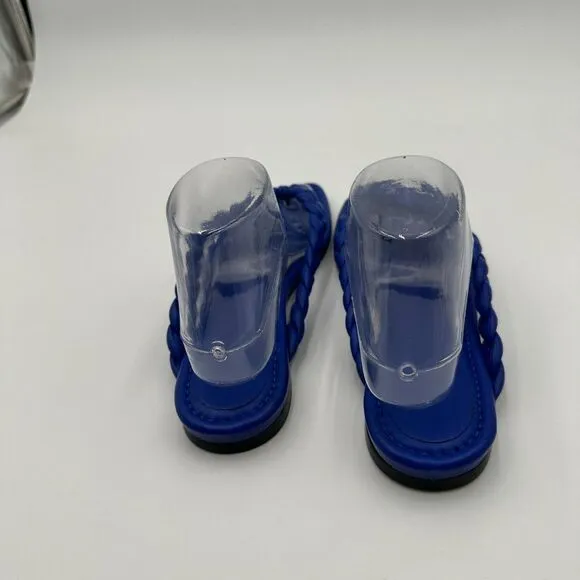 New Lafayette 148 New York Navy Blue Flip Flop leather comfortable Sandals Sz 40