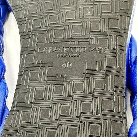 New Lafayette 148 New York Navy Blue Flip Flop leather comfortable Sandals Sz 40
